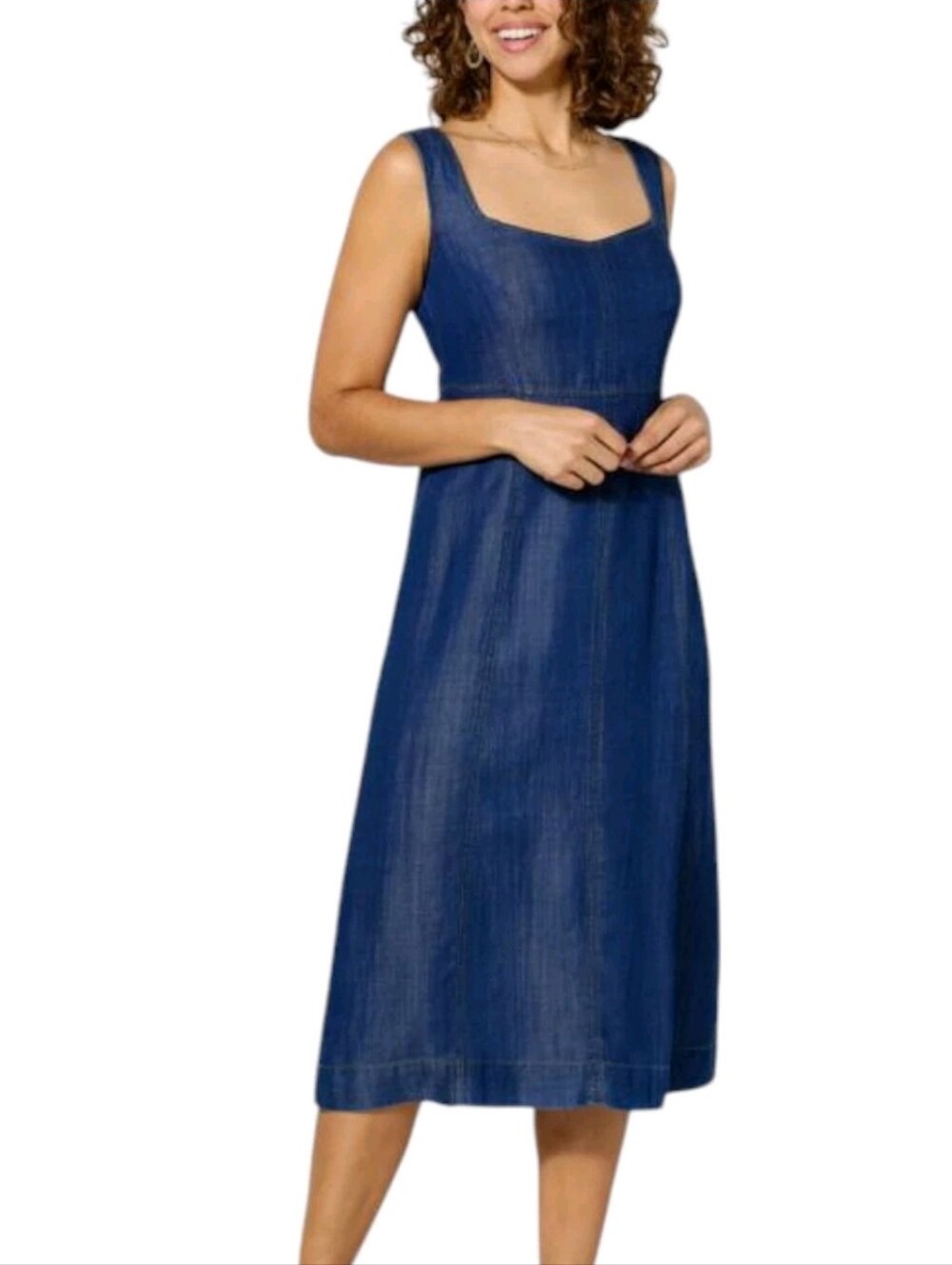Sleeveless Denim Maxi Dress in Dark Blue